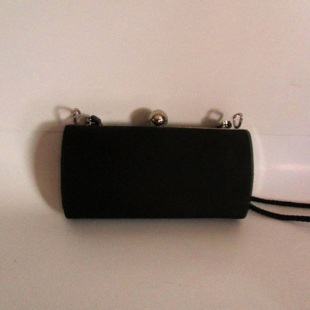 Vintage Chateau Black Satin Clutch